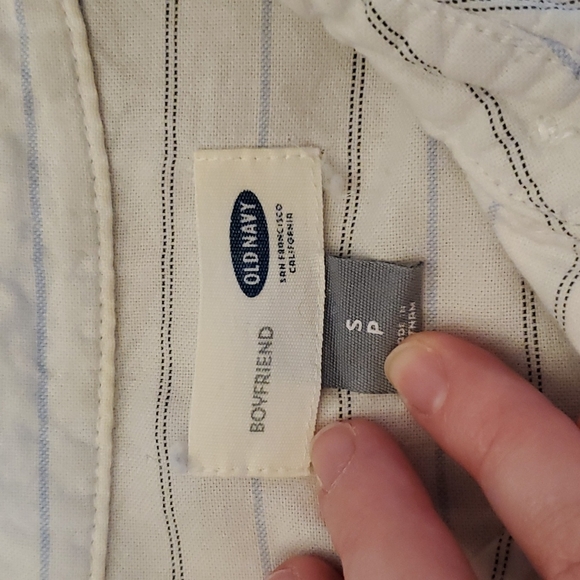 Old Navy striped button down boyfriend shirt, size small - Picture 2 of 5